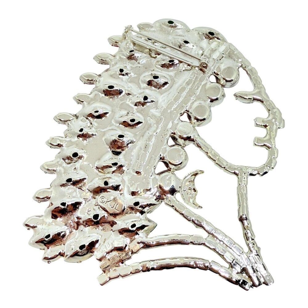 KJL KENNETH JAY LANE signed silver glass Native American Indian designer brooch - Picture 5 of 7